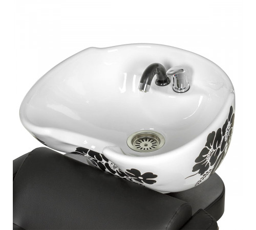 Парикмахерская мойка МД-123 раковина глубокая белая с цветами 