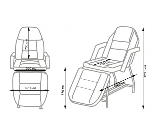 Косметологическая кушетка РЕЛАКС, с поддоном