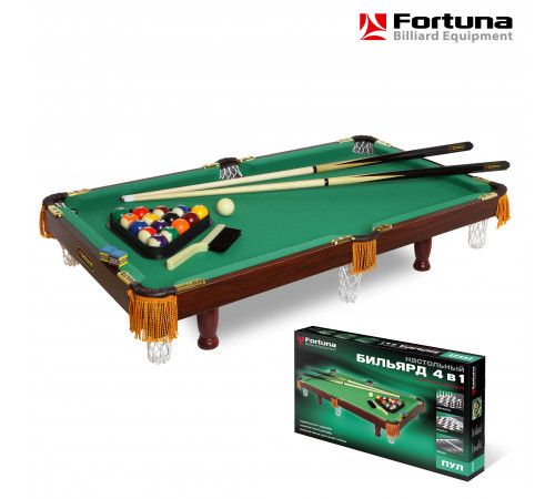 Бильярдный стол Fortuna Пул 3фт 4 в 1 с комплектом аксессуаров