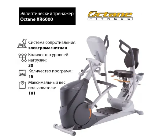 Горизонтальный эллиптический тренажер Octane XR6000 с консолью Standard