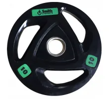 Диск для штанги Smith WP085-10 c 3-м хватом, обрезиненный, 10кг