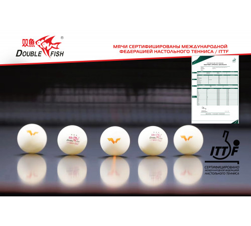 Мячи для н/т Double Fish V40+ 3 star WTTC (6шт.)