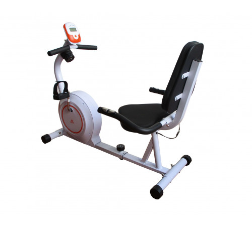 Велотренажер DFC B504RWO магнитный (белый корпус, оранжевая полоса)